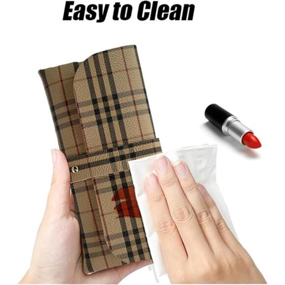 Glasses Storage Bag Beige and Red Soft Sunglasses Pouch Fashion Accessory - Picture 6 of 7